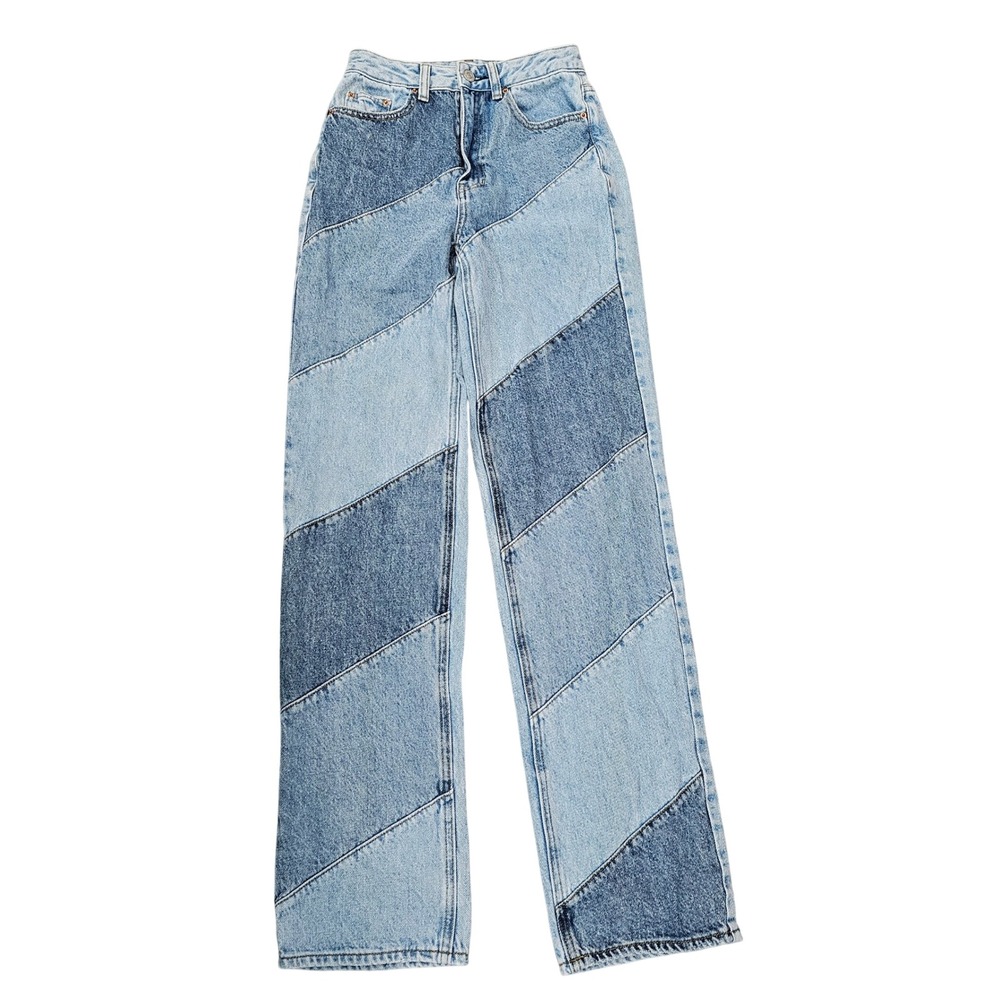 PAC SUN 90s Boyfriend Jeans Light Wash Patchwork Denim Size 24 - Picture 2 of 9